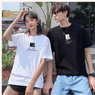 Áo cặp nam nữ, áo đôi in chữ MR MRS ( giá 1 áo) chất cotton thoáng mát thấm hút không bong tróc