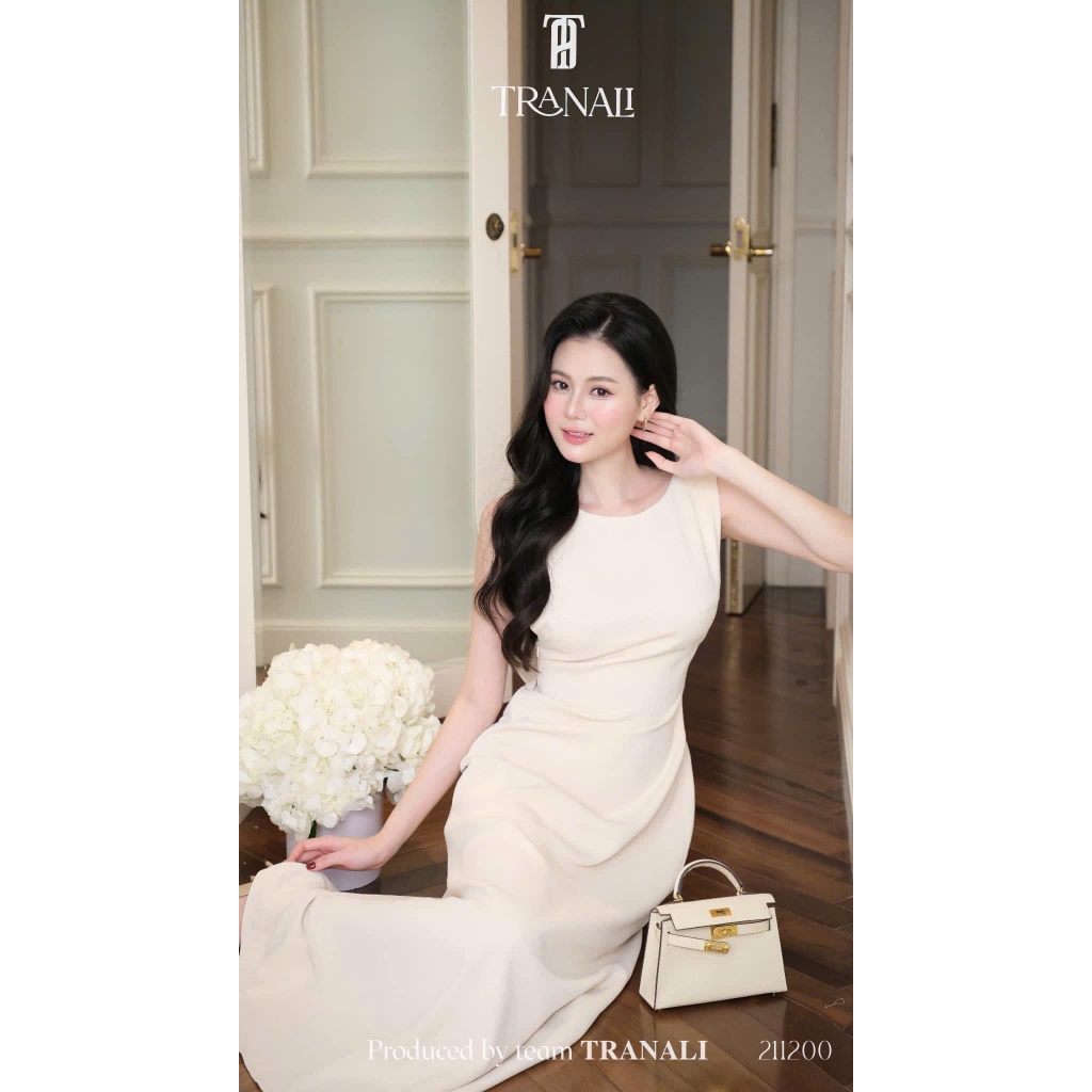 Váy  nữ dáng dài chiết eo hở lưng , Đầm váy nữ dự tiệc cổ thuyền dáng suông dài xẻ lưng V sang chảnh