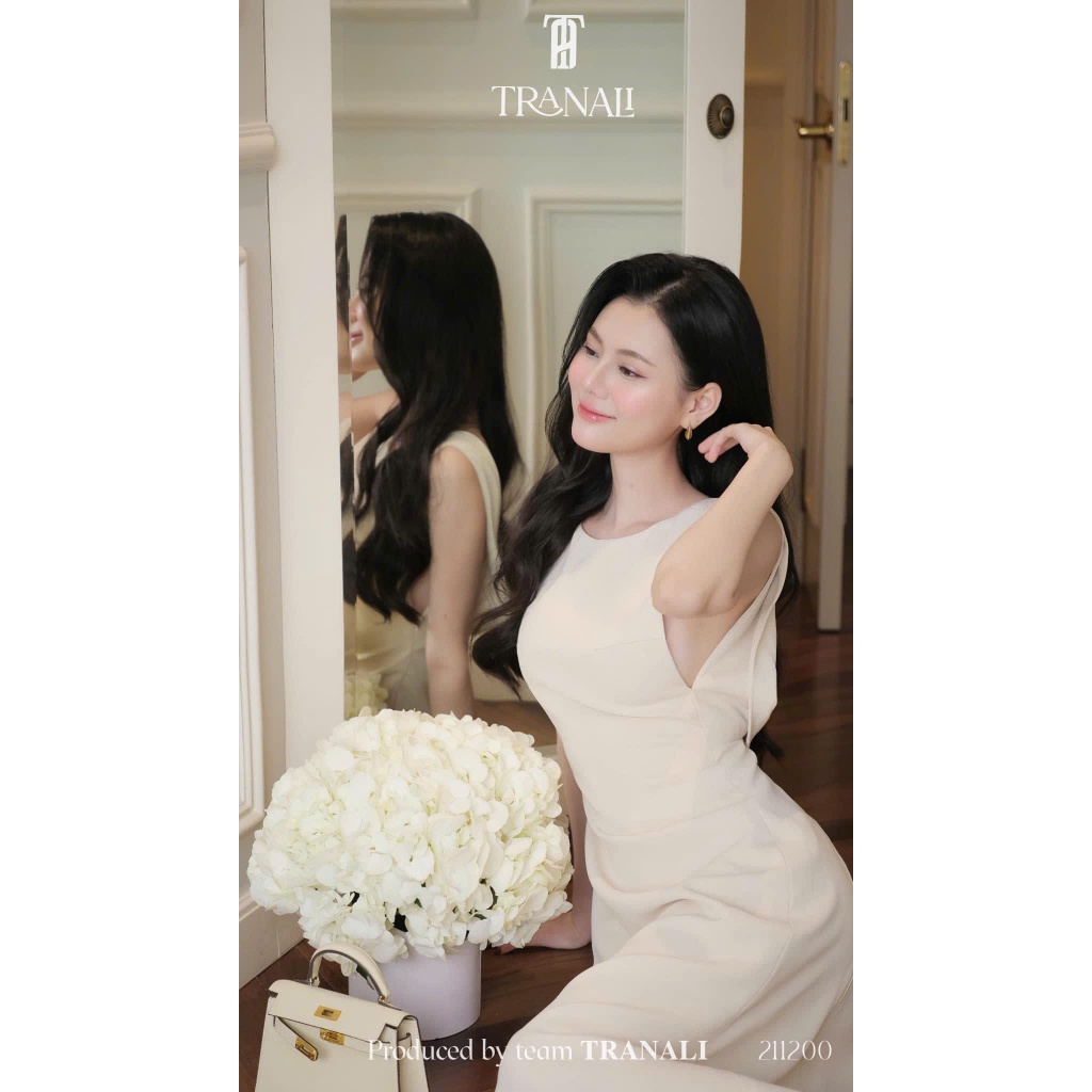 Váy  nữ dáng dài chiết eo hở lưng , Đầm váy nữ dự tiệc cổ thuyền dáng suông dài xẻ lưng V sang chảnh