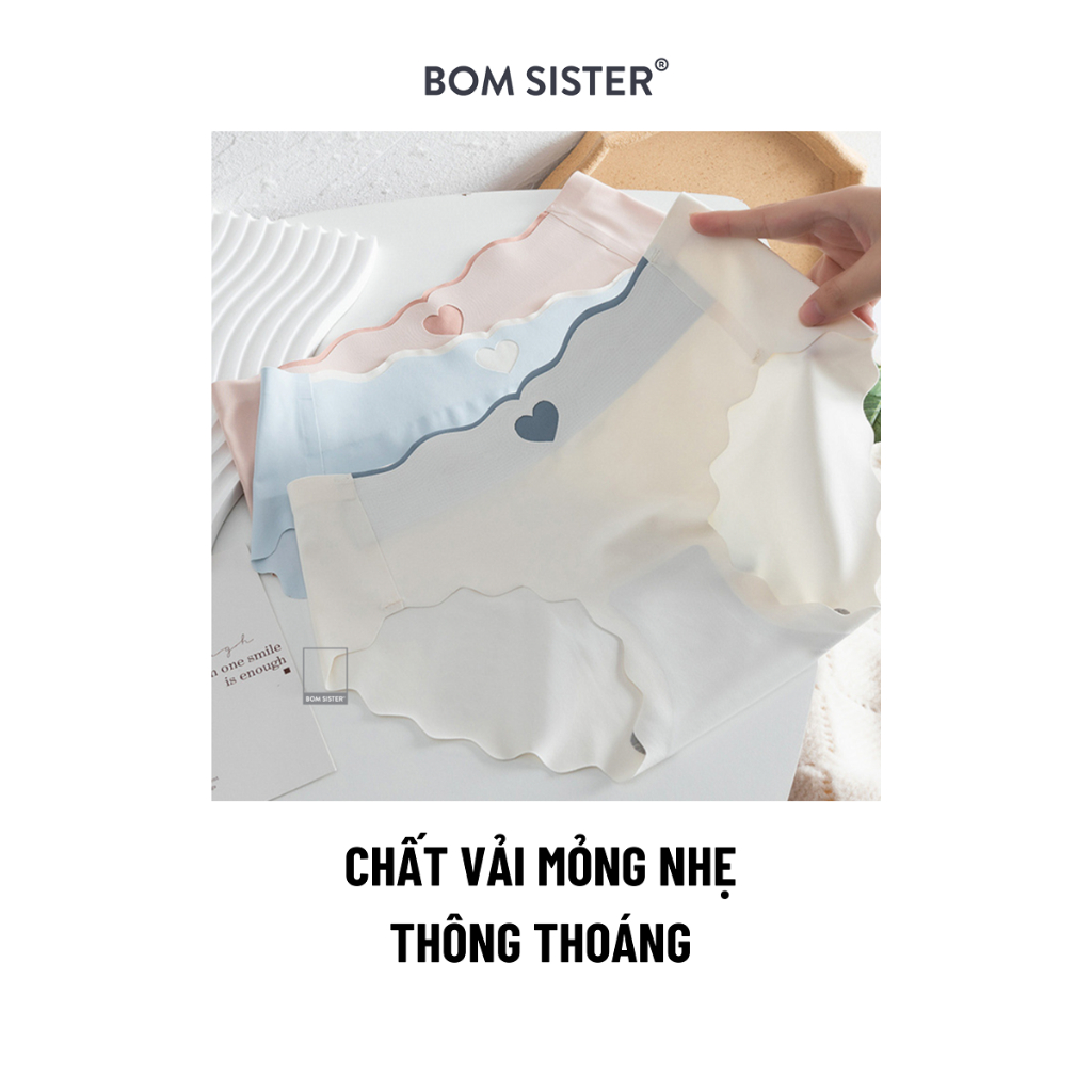 Ảnh Quần lót nữ không viền, quần chip nữ siêu mỏng, họa tiết trái tim không đường may BOM SISTER Q23880 2