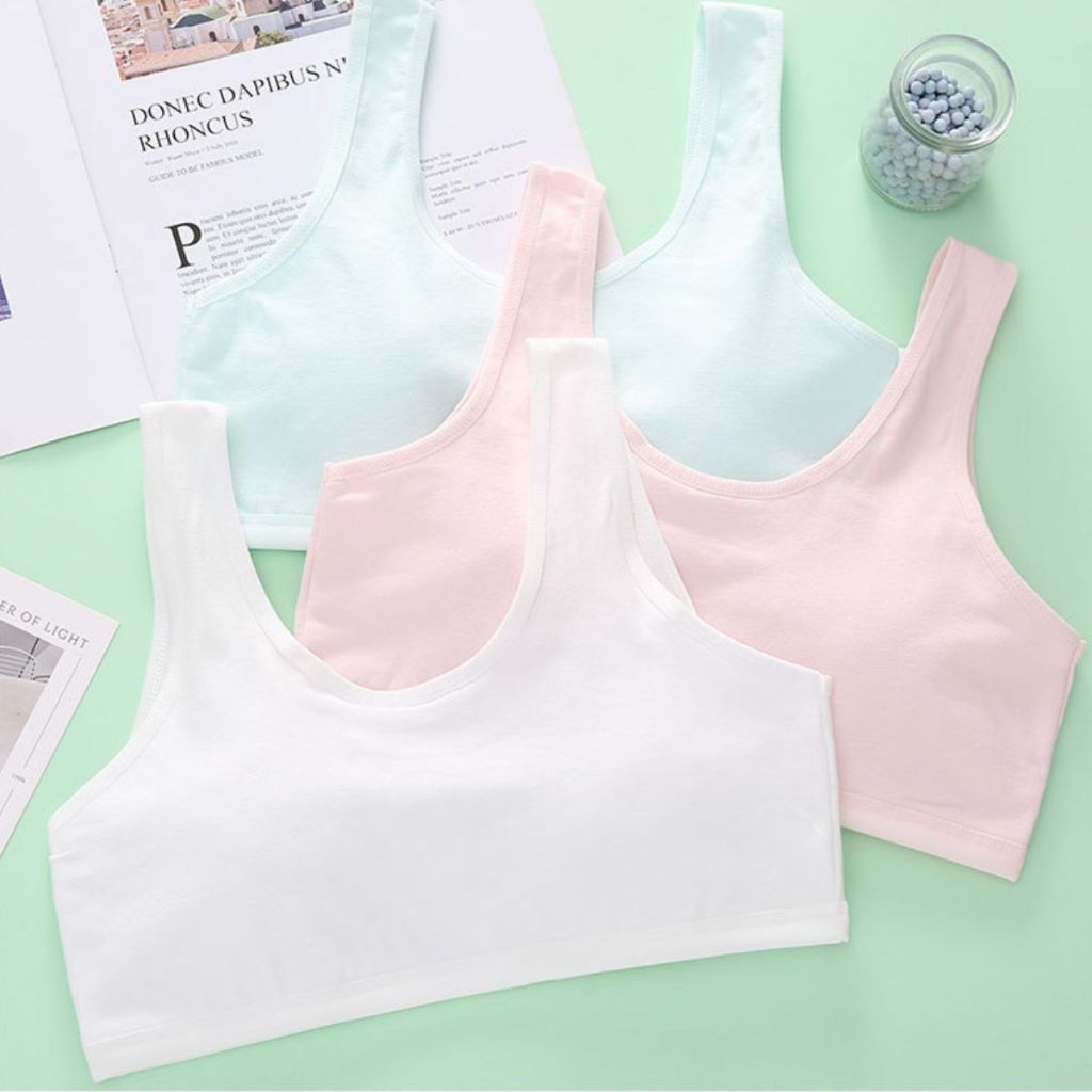 COMBO 2 Áo lót lá bé gái dậy thì không đệm mút chất cotton thoáng khí thấm hút mồ hôi LANIXA B508