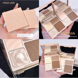 Bảng Phấn Trang Điểm Bắt Sáng Tạo Khối 4 ô Tự Nhiên Mền Mịn CONTOUR HIGHLIGHTER BLUSHER