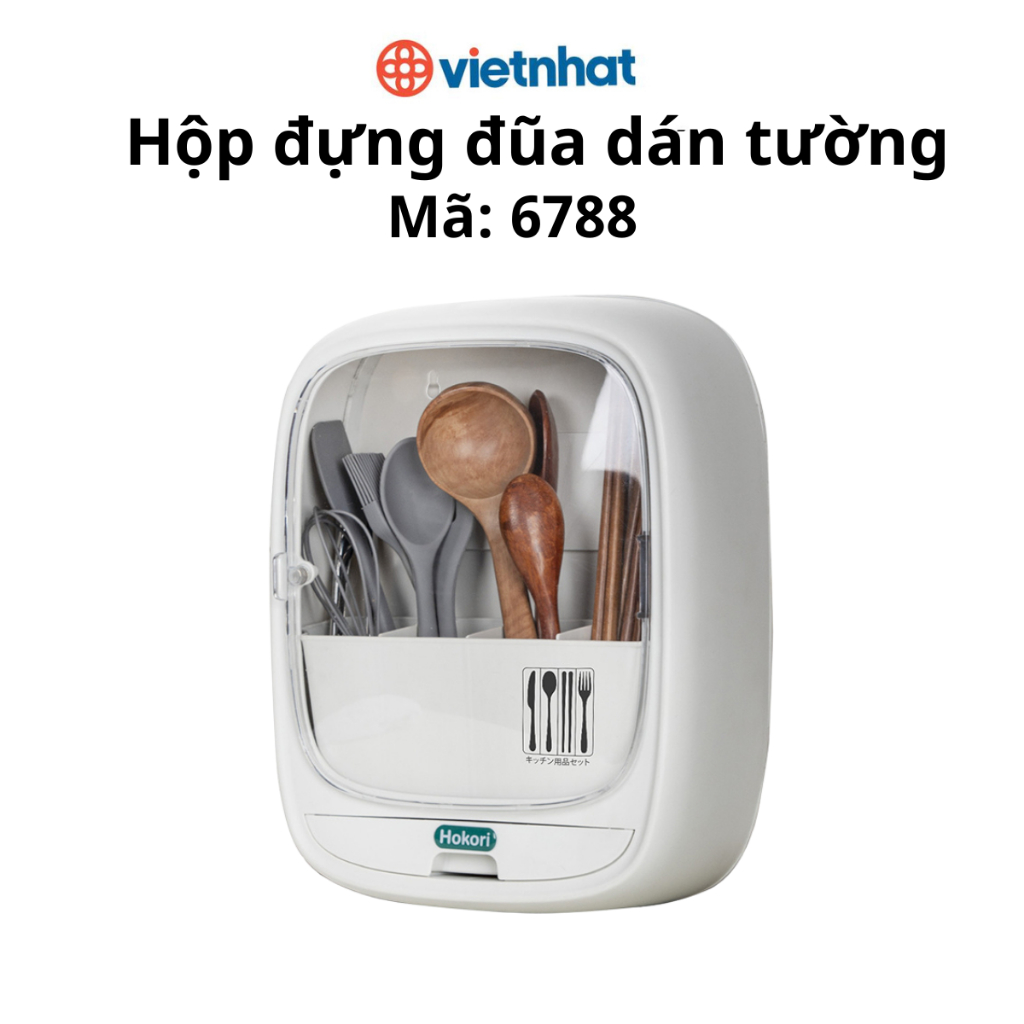 Hộp đựng đũa thìa dán tường, Hộp đựng đồ nhà tắm, hộp đựng lọ gia vị nhà bếp Hokori Chính Hãng Việt Nhật (mã 6788)