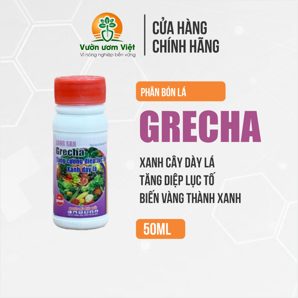 Phân bón lá Grecha - tăng cường diệp lục, tái tạo tế báo cây trồng khỏe mạnh, lá xanh tươi tốt 50ml