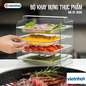 Bộ khay đựng thực phẩm trong suốt có quai sách Hokori Chính Hãng Việt Nhật (mã 5599)