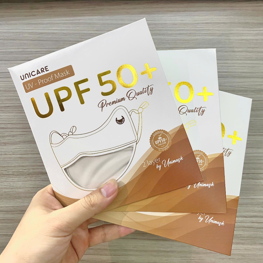 [Combo 3 Chiếc] Khẩu Trang Unicare Chống Tia UV-Proof Mask Vải Lụa Mềm Mịn Chống Nắng 2 Lớp Thoáng Khí - Chính Hãng