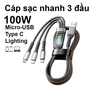 Dây cáp sạc nhanh 3 trong 1 (3 IN 1) 100W