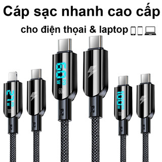Dây cáp sạc nhanh Chenwei 100w, 60w, 27w có màn hình kỹ thuật số
