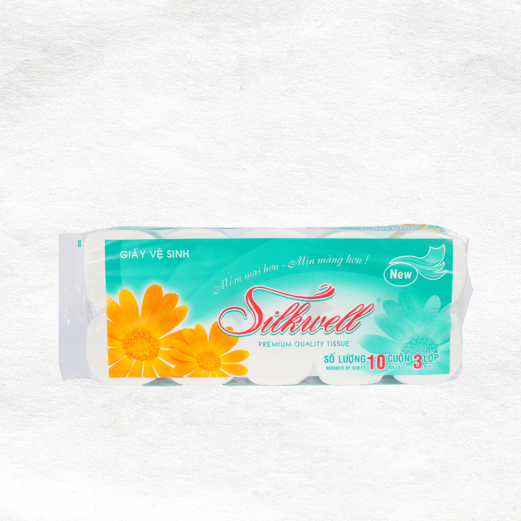 Ảnh Giấy vệ sinh Silkwell xanh ngọc 10 cuộn 3 lớp không lõi giấy vệ sinh siêu mềm mịn không tẩy trắng hàng chính hãng 2
