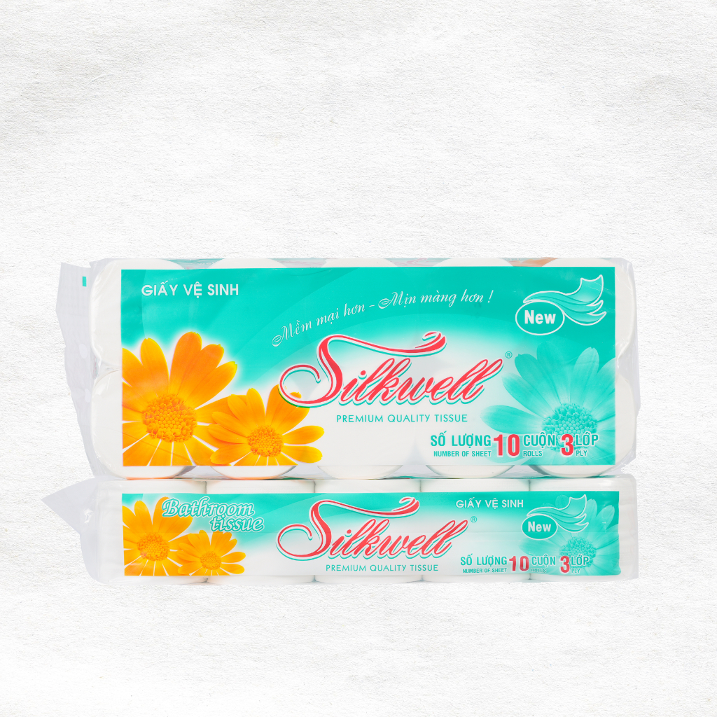 Ảnh Giấy vệ sinh Silkwell xanh ngọc 10 cuộn 3 lớp không lõi giấy vệ sinh siêu mềm mịn không tẩy trắng hàng chính hãng 1