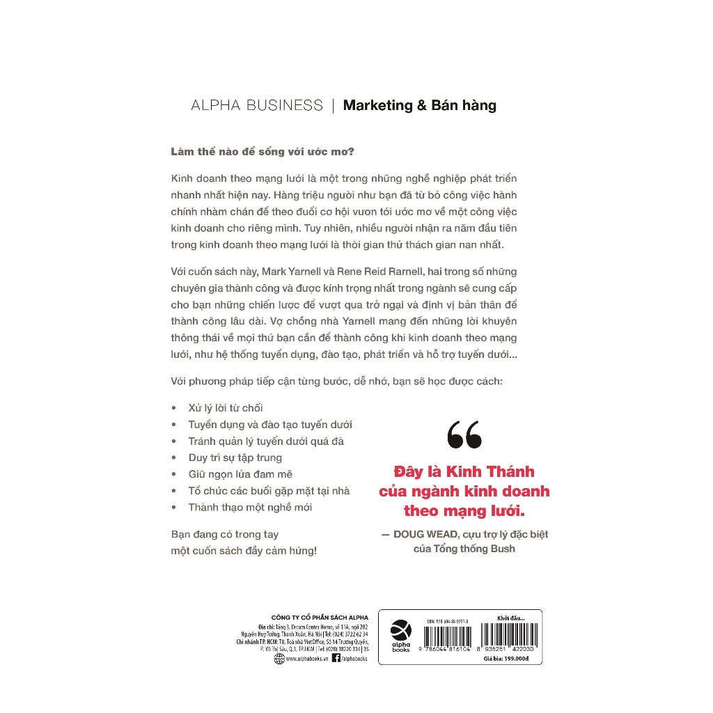Sách - Network Marketing - Khởi Đầu Kinh Doanh Theo Mạng: Bí Quyết Thành Công Trong Năm Đầu Tiên (Alpha Books)