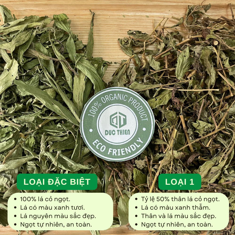 Cây Cỏ Ngọt Loại 1 Đức Thiện (Khô, Sạch, Thơm) – Hỗ Trợ Tiểu Đường, Giảm Đường, Giải Nhiệt, Lợi Tiểu