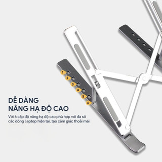 Giá Đỡ Máy Tính Xách Tay, Giá Đỡ Tản Nhiệt  Laptop, Ipad, MacBook Hợp Kim Nhôm Gấp Gọn Điều Chỉnh 6 Cấp Độ NEWTECH