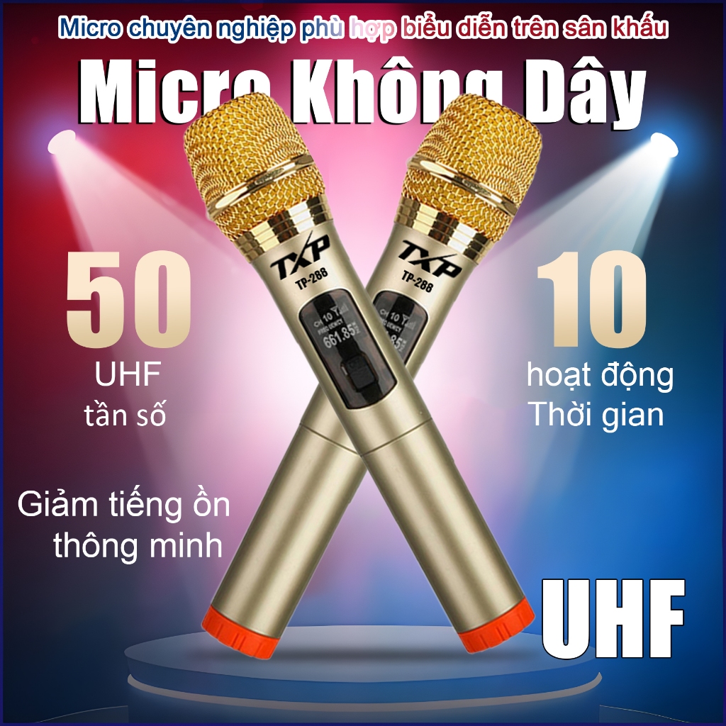 Product image TXP TP-288 Bộ Micro Karaoke Không Dây Chuyên Nghiên Hoạt Động Với Tất Cả Các Loa, Bộ Khuếch Đại, Âm Thanh Kỹ Thuật Số 2
