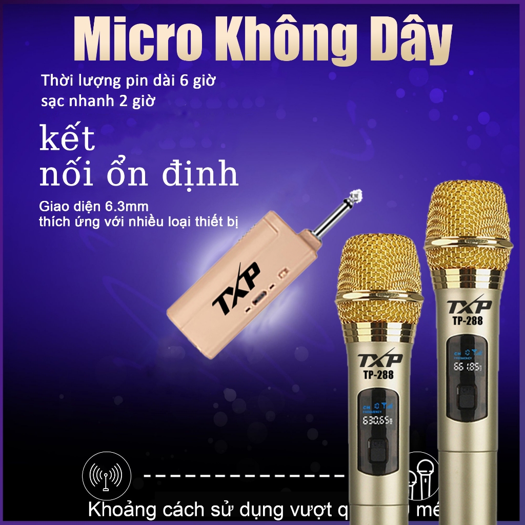 Product image TXP TP-288 Bộ Micro Karaoke Không Dây Chuyên Nghiệp Hoạt Động Với Tất Cả Các Loa, Bộ Khuếch Đại, Âm Thanh Kỹ Thuật Số 3