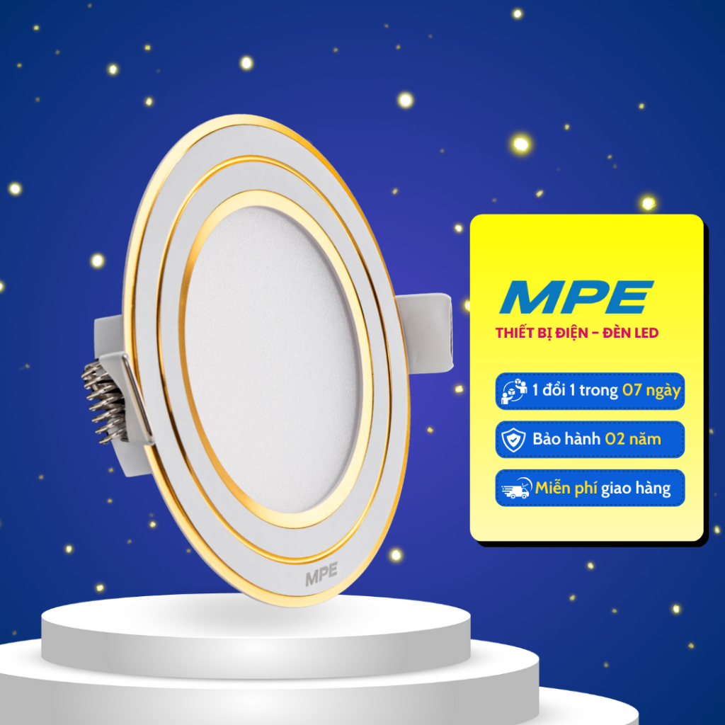 Đèn led âm trần RPL viền vàng đổi màu 7W 9W 12W 6000K - 6500K MPE CHÍNH ...