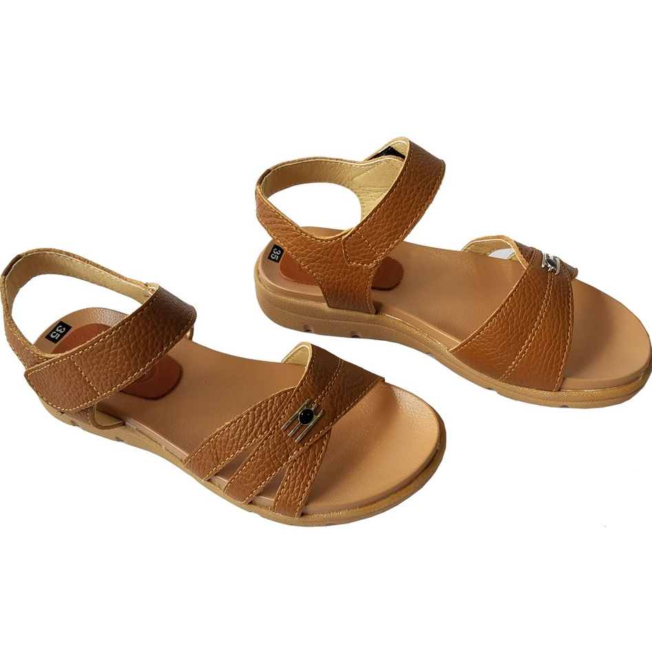 Giày sandal nữ quai ngang da bò BIGGBEN HKD083