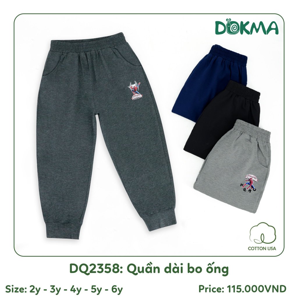(11-25kg, 2-7Y) Quần Dài Bo Gấu Thời Trang Bé Trai Dokma DQ2358 DQ3223 DQ3337 DQ3261