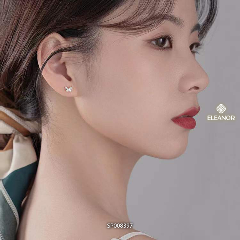 Bông tai nữ chuôi bạc 925 Eleanor Accessories hình hồ điệp basic khuyên tai phụ kiện trang sức 8397