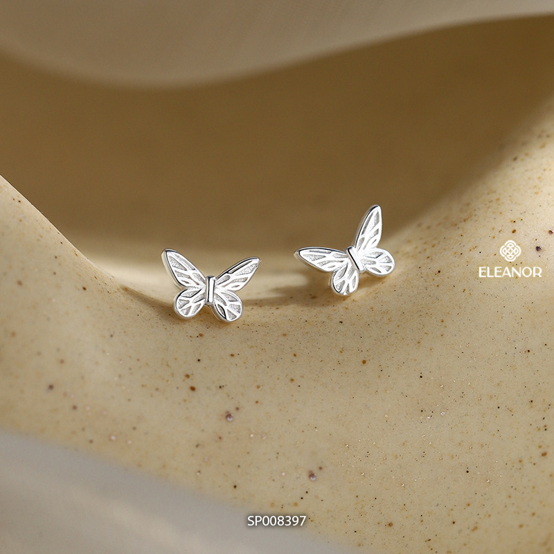 Bông tai nữ chuôi bạc 925 Eleanor Accessories hình hồ điệp basic khuyên tai phụ kiện trang sức 8397