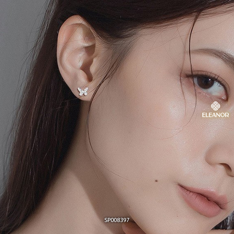 Bông tai nữ chuôi bạc 925 Eleanor Accessories hình hồ điệp basic khuyên tai phụ kiện trang sức 8397