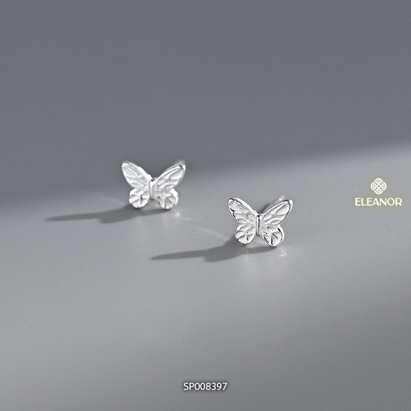 Bông tai nữ chuôi bạc 925 Eleanor Accessories hình hồ điệp basic khuyên tai phụ kiện trang sức 8397