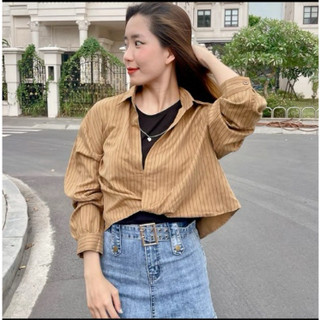 set 2 áo sơ mi sọc tay dài xoắn xinh xỉu