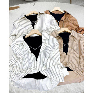 set 2 áo sơ mi sọc tay dài xoắn xinh xỉu