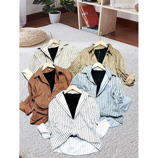 set 2 áo sơ mi sọc tay dài xoắn xinh xỉu