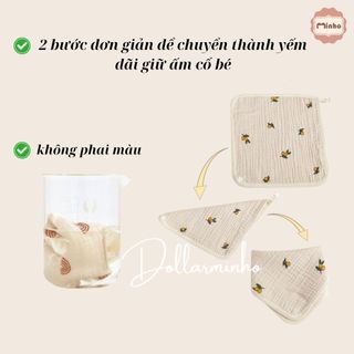 Khăn mặt, yếm , 2 công dụng lau mặt làm yếm đeo cho bé, chất liệu cotton mềm mại, an toàn