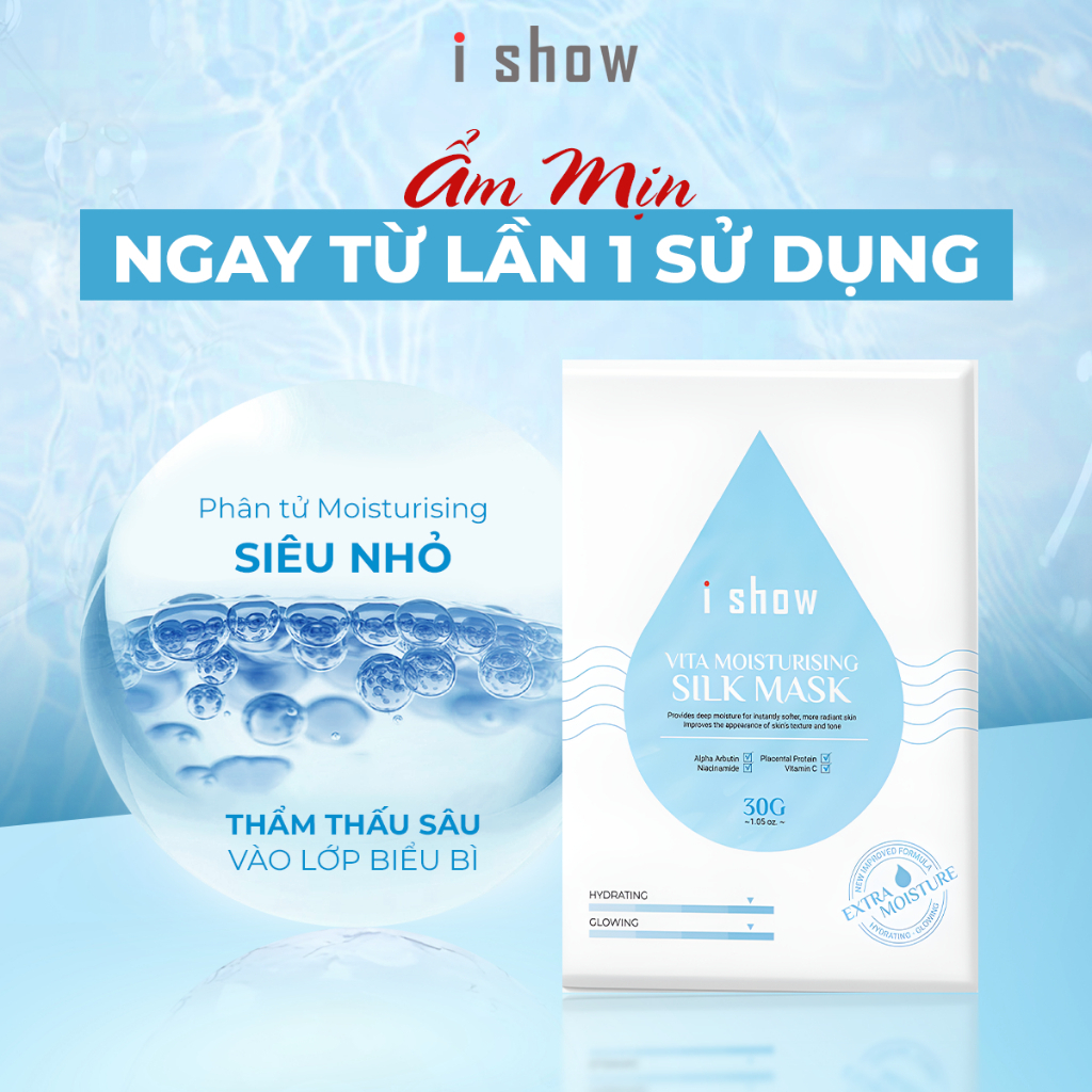 Ảnh Mặt Nạ Lụa I SHOW Vita Silk Mask Dưỡng Ẩm Làm Trắng Da Phục Hồi Da Hư Tổn Hộp 10 Miếng Mặt Nạ Lụa 2