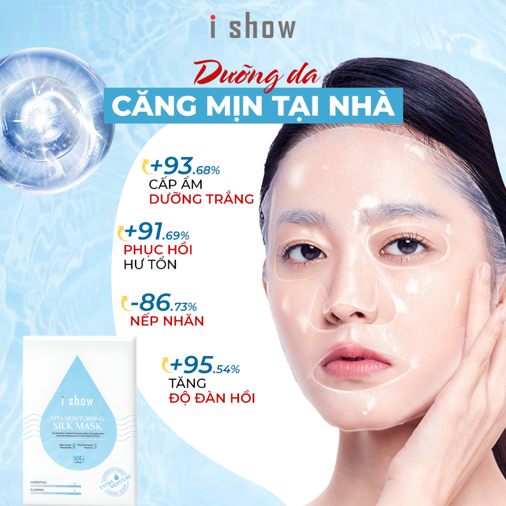 Ảnh Mặt Nạ Lụa I SHOW Vita Silk Mask Dưỡng Ẩm Làm Trắng Da Phục Hồi Da Hư Tổn Hộp 10 Miếng Mặt Nạ Lụa 3