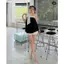 SET ÁO LỆCH VAI VIỀN TRẮNG PHỐI QUẦN SHORT KEM, SET ĐỒ NỮ THỜI TRANG CÁ TÍNH | MEOINDAHOUSE