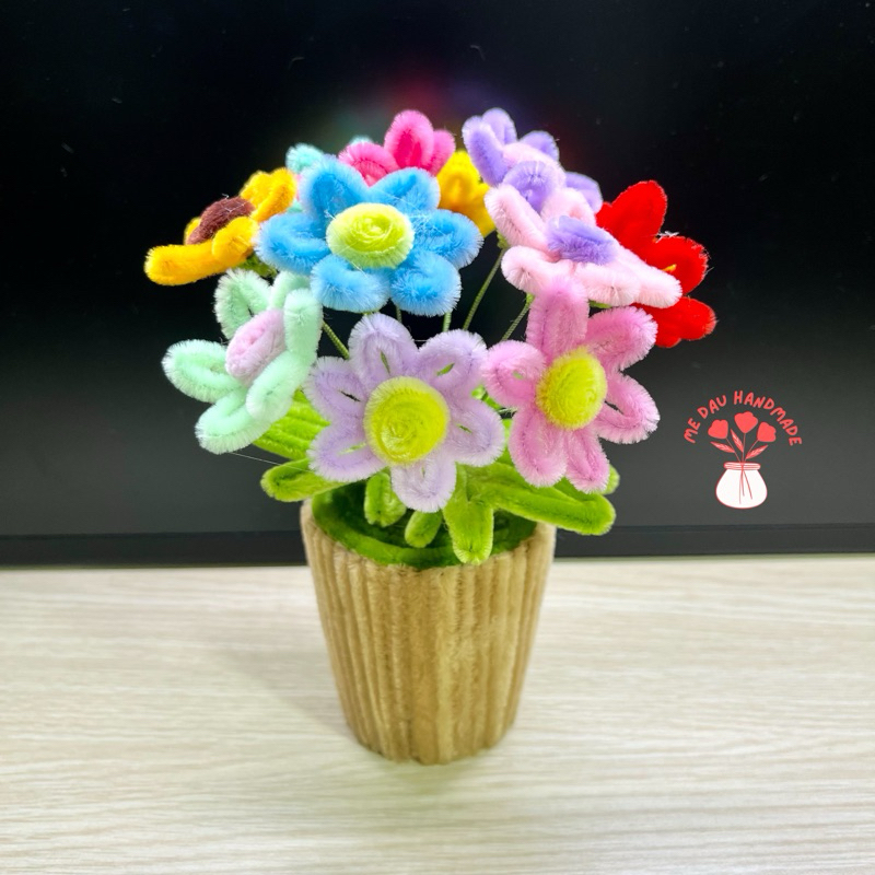 [Thành phẩm] Chậu Hoa Kẽm Nhung mini Thủ công Handmade - Làm Quà tặng - Decor Trang trí nhà cửa, bàn học, bàn làm việc