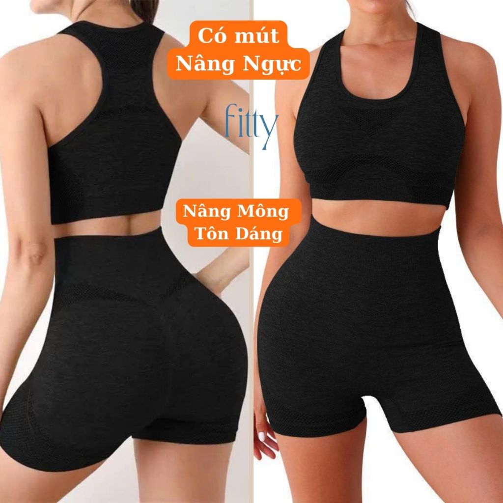 Bộ Đồ Tập Gym Yoga Nữ FITTY FITNESS, Set Đồ Tập Thể Thao Nữ Thoáng Khí, Có Mút Nâng Ngực, Nâng Mông S10
