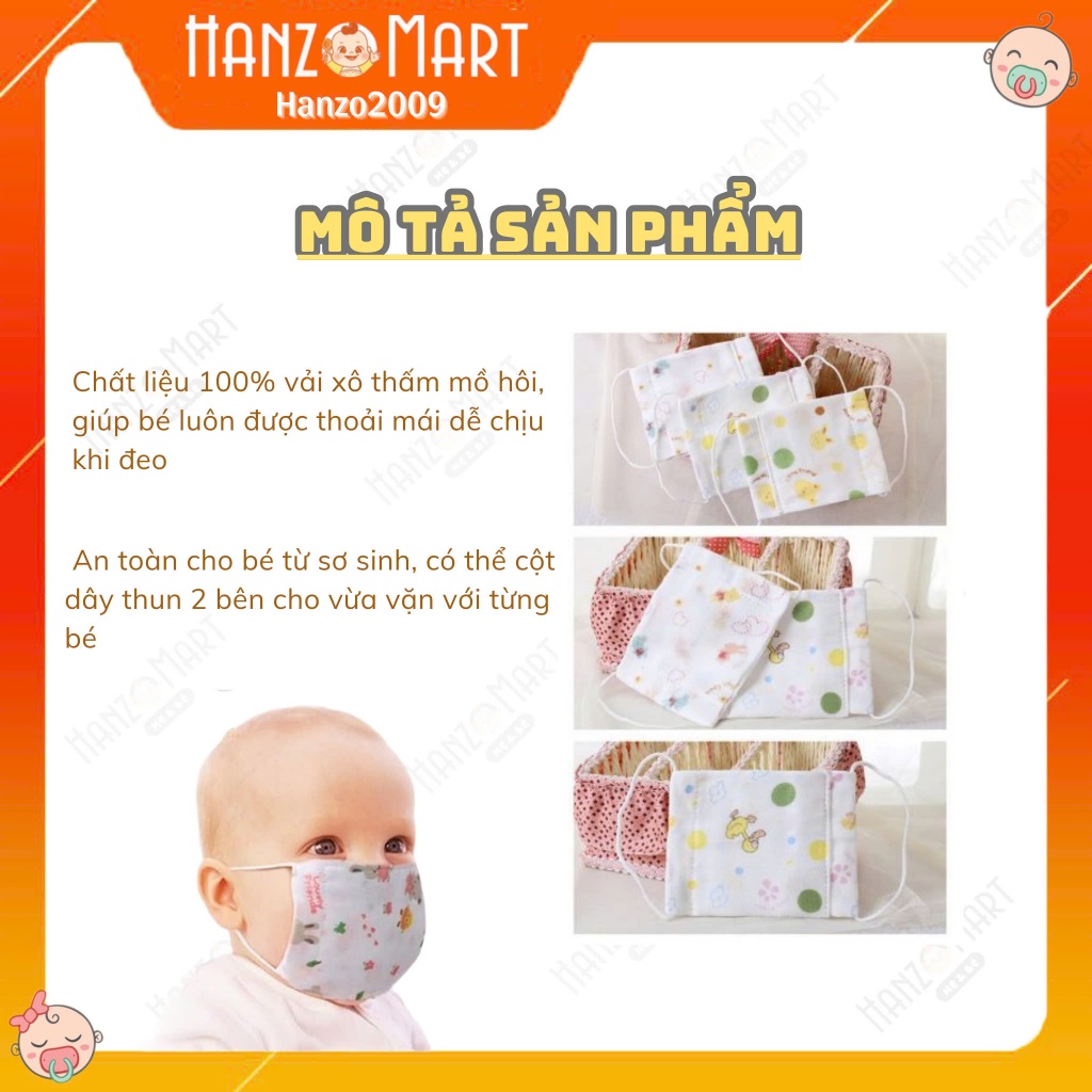 Khẩu trang cho bé vải xuất Nhật bé sơ sinh - 2 tuổi