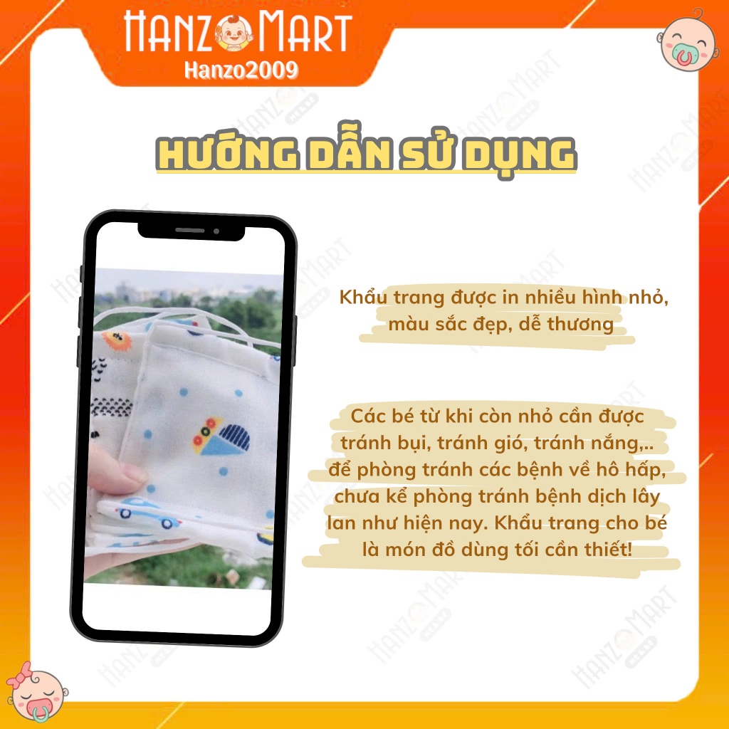 Khẩu trang cho bé vải xuất Nhật bé sơ sinh - 2 tuổi