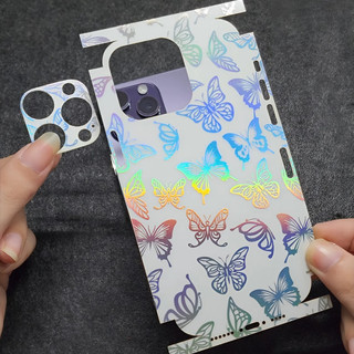 Miếng lưng viền PPF cho iPhone họa tiết butterfly phản quang ip 12 - 17promax