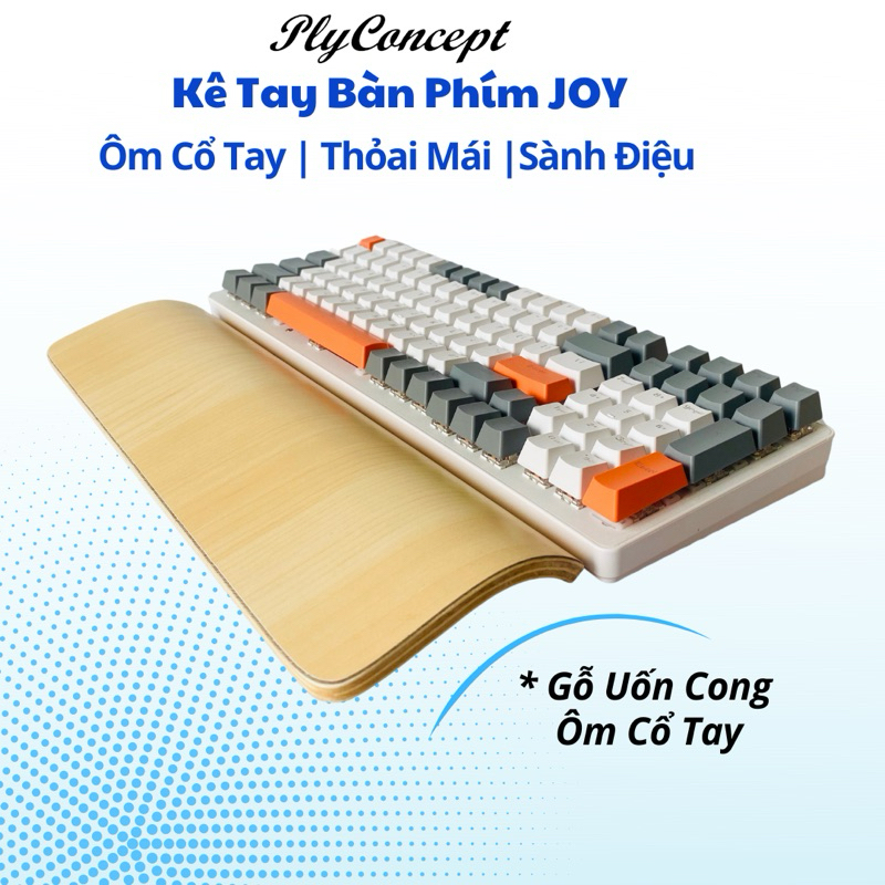 Ảnh Kê Tay Bàn Phím Cơ, Gỗ Uốn Cong ôm Cổ Tay, Chống Mõi, Thoải mái Làm Việc- PlyConcept Joy Palm Rest 1