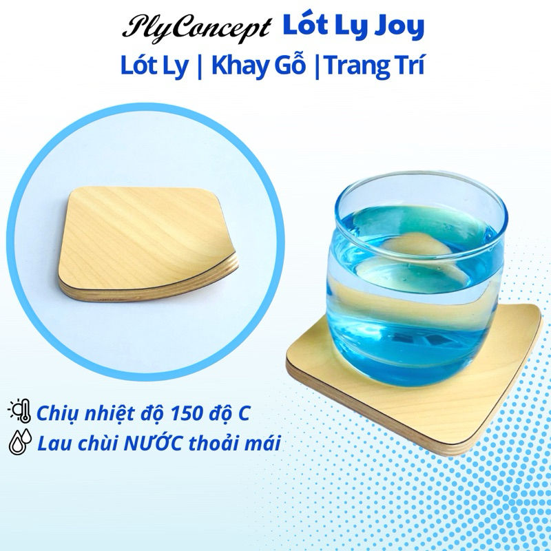 Ảnh Đế Lót Ly Bằng Gỗ Uốn Cong, Khay Gỗ Decor, Chịu Nhiệt Độ Cao - PlyConcept Joy Wooden Coasters 1