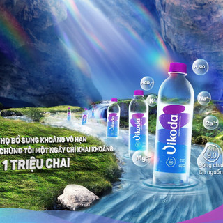 Thùng 24 Chai Nước Khoáng Kiềm Thiên Nhiên Vikoda 350ml - Giàu và bổ sung vi khoáng tự nhiên từ nguồn Đảnh Thạnh