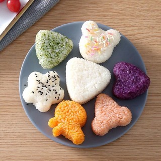 Set 7 khuôn ép cơm tạo hình,làm cơm nắm,làm bánh cho bé bằng nhựa trong suốt siêu đẹp
