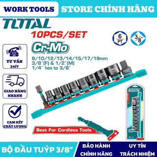Bộ 10 đầu tuýp ngắn & dài 3/8"  TOTAL THTISD38104, THKISD38106L, THKISD38062 DNTT