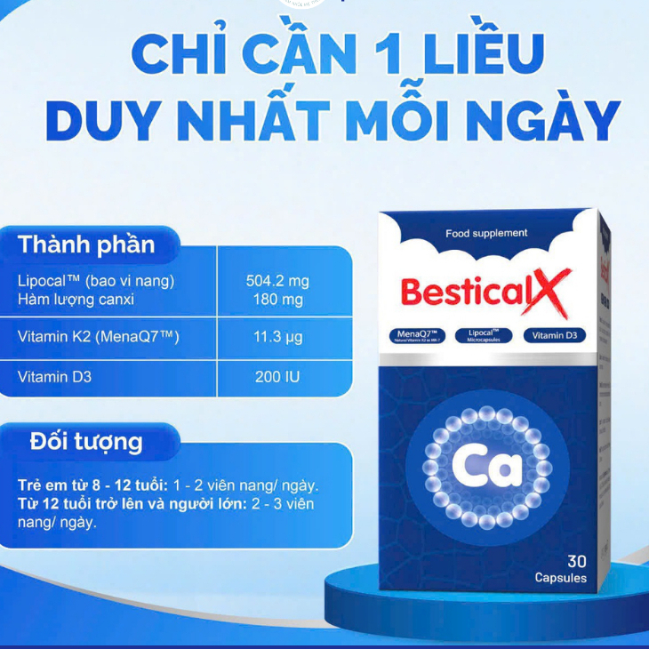 Bestical X - Canxi Sinh Học Dạng Viên Bổ Sung Canxi Cho Mẹ Bầu, Trẻ Đang Trong Giai Đoạn Phát Triển