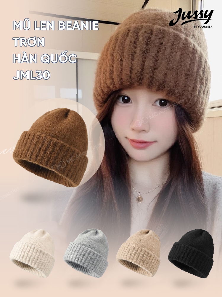 Mũ Len Beanie Trơn Hàn Quốc JML30 Jussy Official Nón Len Nam Nữ Unisex ...