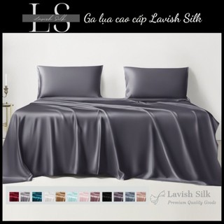 (Deal Hời) Ga giường drap lẻ Lụa LS Lavish silk cao cấp mát lạnh hàng loại 1- Xám Đậm
