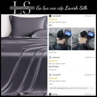 (Deal Hời) Ga giường drap lẻ Lụa LS Lavish silk cao cấp mát lạnh hàng loại 1- Xám Đậm