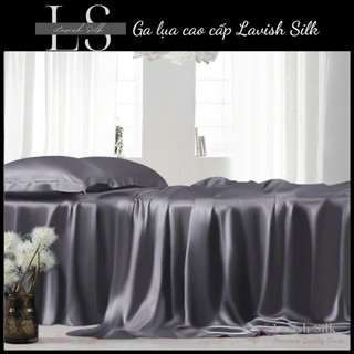 (Deal Hời) Ga giường drap lẻ Lụa LS Lavish silk cao cấp mát lạnh hàng loại 1- Xám Đậm
