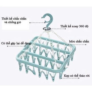 Móc chùm treo quần áo thông minh 32 kẹp phơi đồ trẻ em đa năng, gấp gọn,tiện dụng ms 420