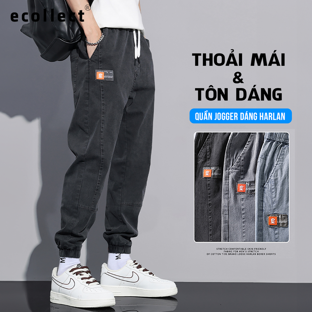 Quần Jogger Nam Vải Denim Co Giãn ECOLLECT - Quần Jean Dáng Rộng, Thời Trang Thu Đông 2024, Phong Cách Cá Tính - QD06